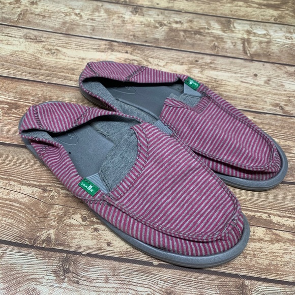 Sanuk | Shoes | Sanuk Sidewalk Surfer Loafers Flats Pink Gray Striped  Womens Size 8 39 | Poshmark